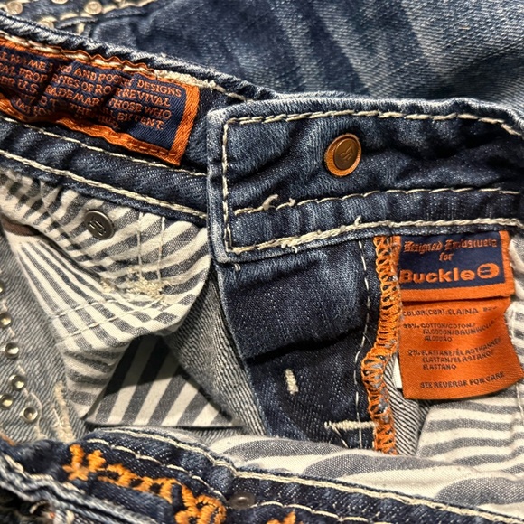 Rock Revival Elaina Jeans 26 Bootcut Medium Blue Rhinestone Petite Inseam - Picture 7 of 7